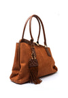 Zen Collection Faux Suede Asymmetrical Grab Bag, Tan