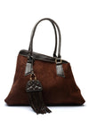 Zen Collection Faux Suede Asymmetrical Grab Bag, Brown