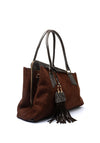 Zen Collection Faux Suede Asymmetrical Grab Bag, Brown