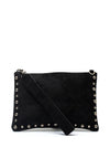 Zen Collection Faux Suede Stud Detail Clutch, Black