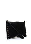 Zen Collection Faux Suede Stud Detail Clutch, Black