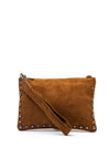 Zen Collection Faux Suede Stud Detail Clutch, Tan