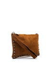 Zen Collection Faux Suede Stud Detail Clutch, Tan