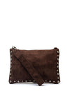Zen Collection Faux Suede Stud Detail Clutch, Brown