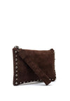 Zen Collection Faux Suede Stud Detail Clutch, Brown