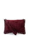 Zen Collection Faux Suede Stud Detail Clutch, Wine