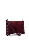Zen Collection Faux Suede Stud Detail Clutch, Wine