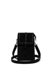 Zen Collection Faux Suede Stud Mini Crossbody Bag, Black