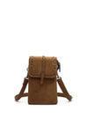 Zen Collection Faux Suede Stud Mini Crossbody Bag, Tan