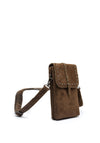 Zen Collection Faux Suede Stud Mini Crossbody Bag, Green