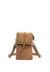 Zen Collection Faux Suede Stud Mini Crossbody Bag, Khaki Green