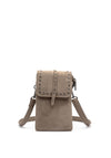 Zen Collection Faux Suede Stud Mini Crossbody Bag, Grey