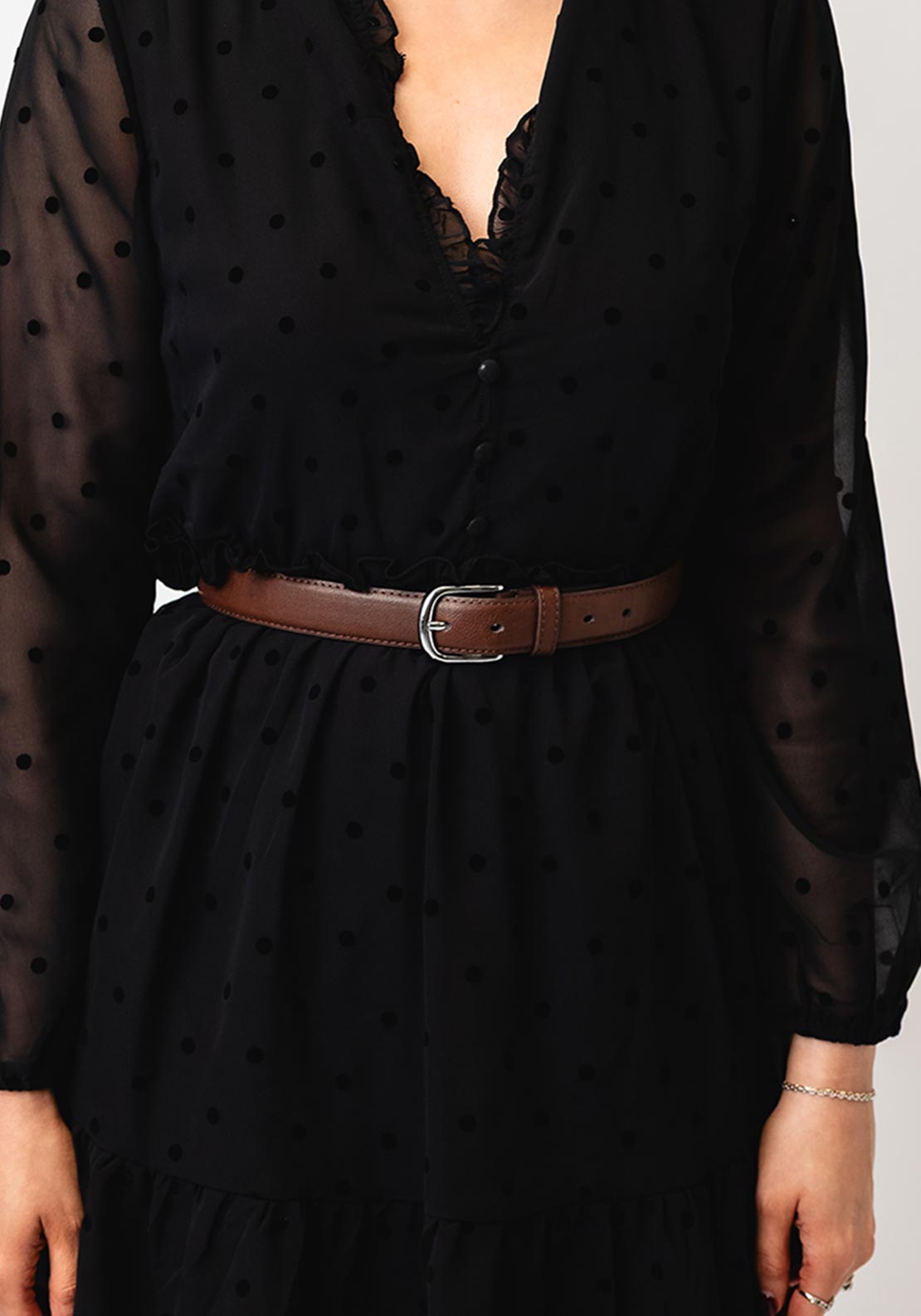 Serafina Collection Leather Belt, Brown