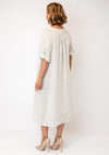 Serafina V-Neck Button Detail Midi Dress, Beige