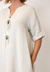 Serafina V-Neck Button Detail Midi Dress, Beige