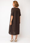 Serafina V-Neck Button Detail Midi Dress, Brown