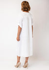 Serafina V-Neck Button Detail Midi Dress, White