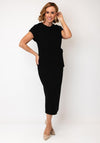 Serafina Belt Detail Midi Dress, Black