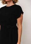 Serafina Belt Detail Midi Dress, Black