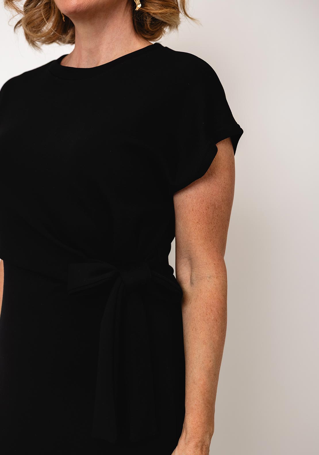 Serafina Belt Detail Midi Dress, Black
