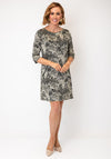 Serafina Geometric Print Casual Midi Dress, Beige Multi