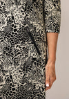 Serafina Geometric Print Casual Midi Dress, Beige Multi