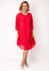 Serafina Pleated Midi Dress, Red