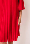 Serafina Pleated Midi Dress, Red