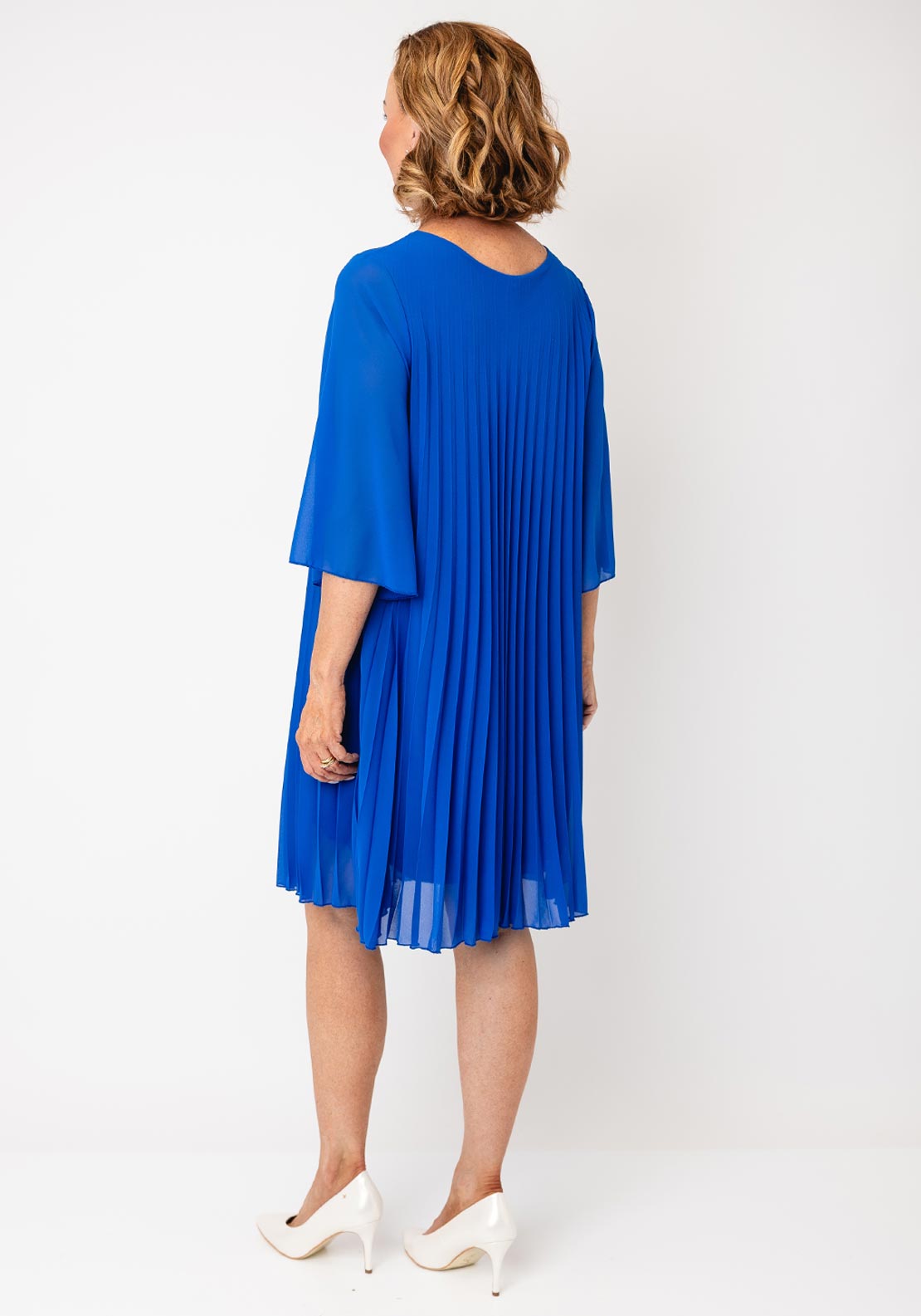 Serafina Pleated Midi Dress, Royal Blue