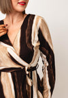 Serafina Collection Abstract Print Wrap Effect Dress, Brown