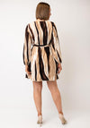 Serafina Collection Abstract Print Wrap Effect Dress, Brown