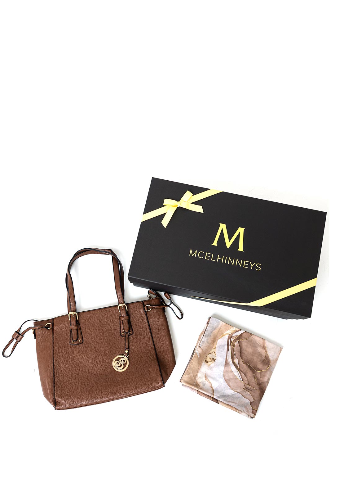 Serafina Collection Scarf & Handbag Boxed Giftset, Tan