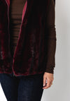 Serafina Collection Textured Zip Up Gilet, Wine
