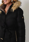 Serafina Collection Longline with Faux Fur Detail Coat, Black