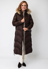 Serafina Collection Longline with Faux Fur Detail Coat, Brown