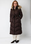 Serafina Collection Longline with Faux Fur Detail Coat, Brown
