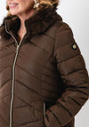 Serafina Collection Hood with Faux Fur Detail Coat, Taupe
