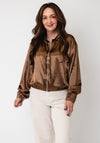 Serafina Collection Satin Tie Neck Jacket, Brown