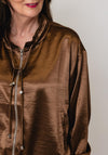 Serafina Collection Satin Tie Neck Jacket, Brown