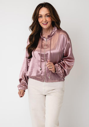Serafina Collection Satin Tie Neck Jacket, Pink