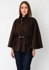 Serafina Collection One Size Belted Cape, Chocolate Brown