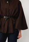 Serafina Collection One Size Belted Cape, Chocolate Brown