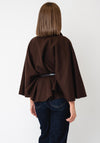 Serafina Collection One Size Belted Cape, Chocolate Brown