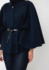 Serafina Collection One Size Belted Cape, Navy
