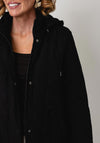 Serafina Collection Quilted with Hood Coat, Black