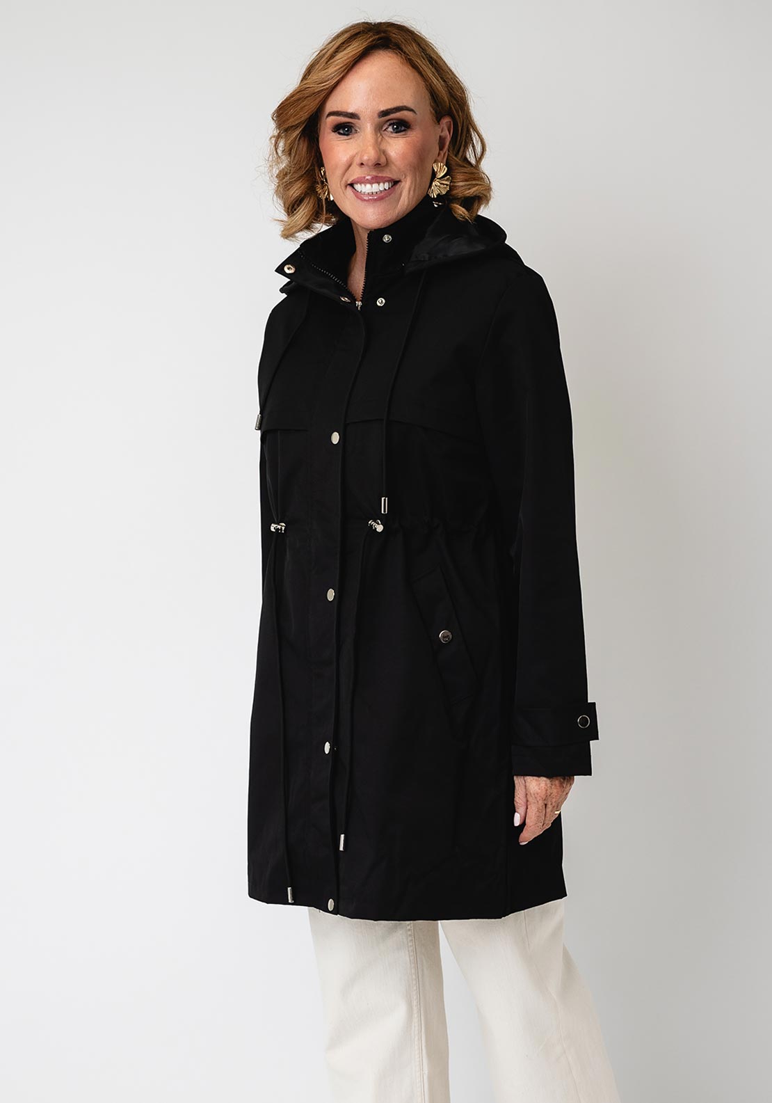 Serafina Collection Longline Raincoat, Black