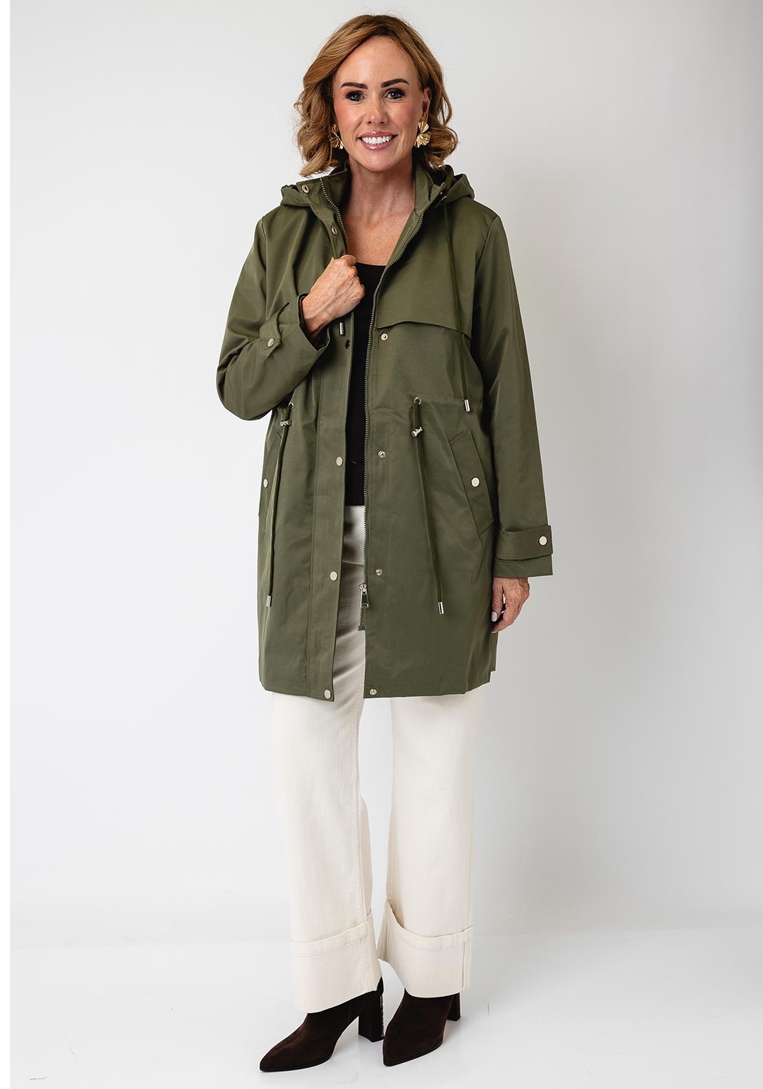 Serafina Collection Longline Raincoat, Green