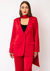 Serafina Collection Satin Blazer and Scarf, Red