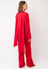 Serafina Collection Satin Blazer and Scarf, Red