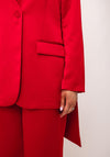 Serafina Collection Satin Blazer and Scarf, Red